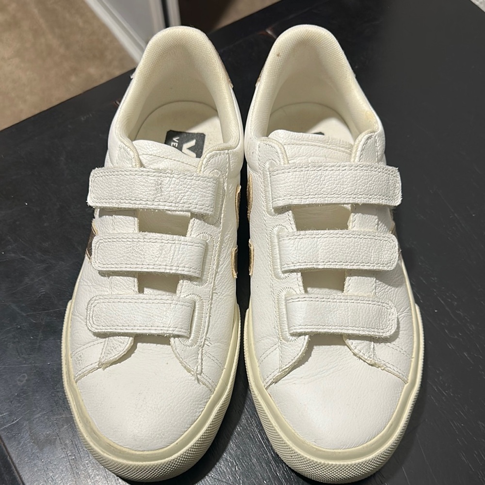 Veja White Velcro Sneakers Minimalist Design